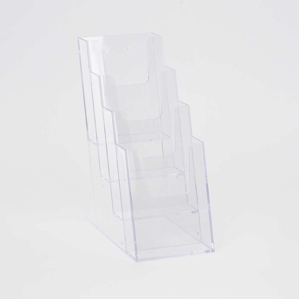 porta volantini 1/3 a4 da banco in acrilico trasparente