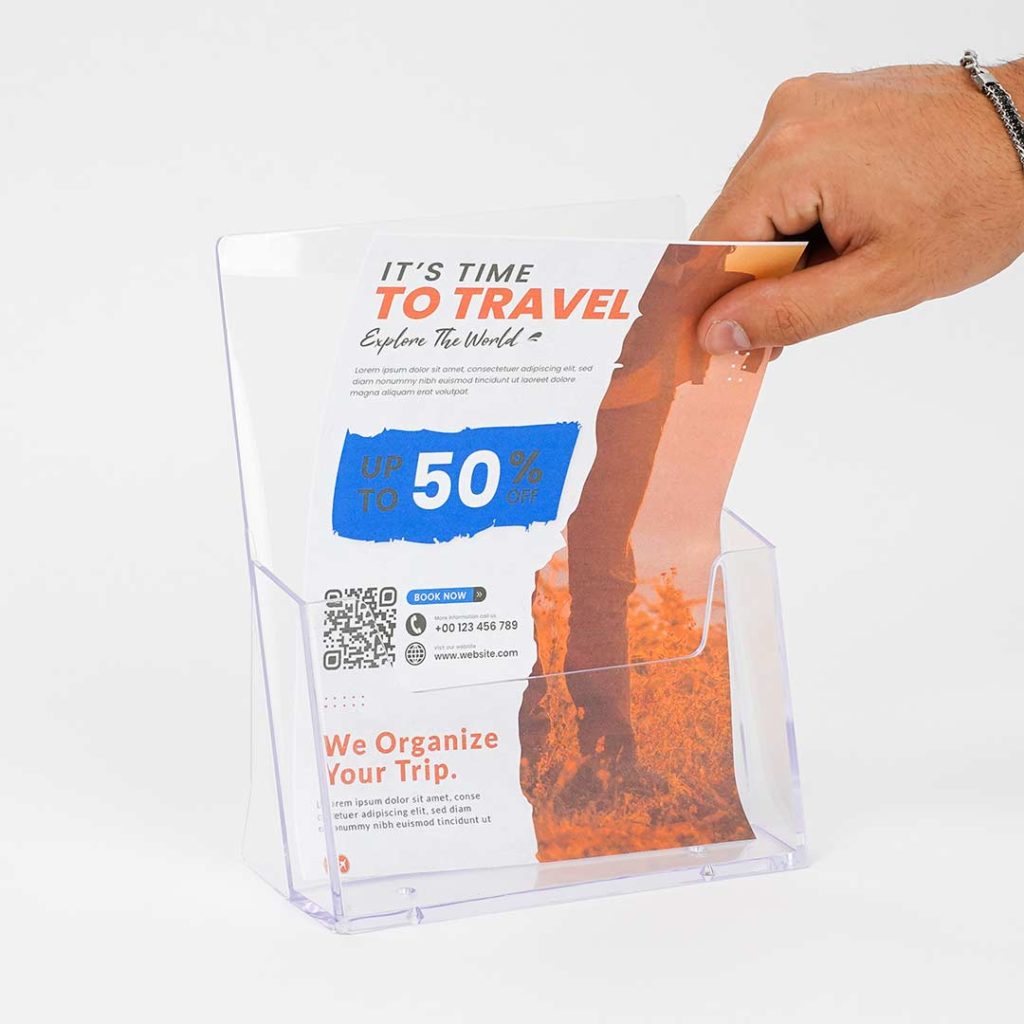 porta depliant da banco per brochure formato a5