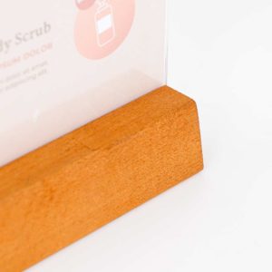 base in legno per porta avvisi da tavolo in acrilico