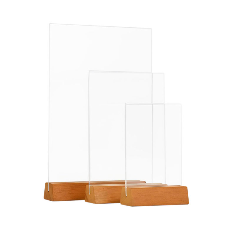 porta avvisi da banco con base in legno