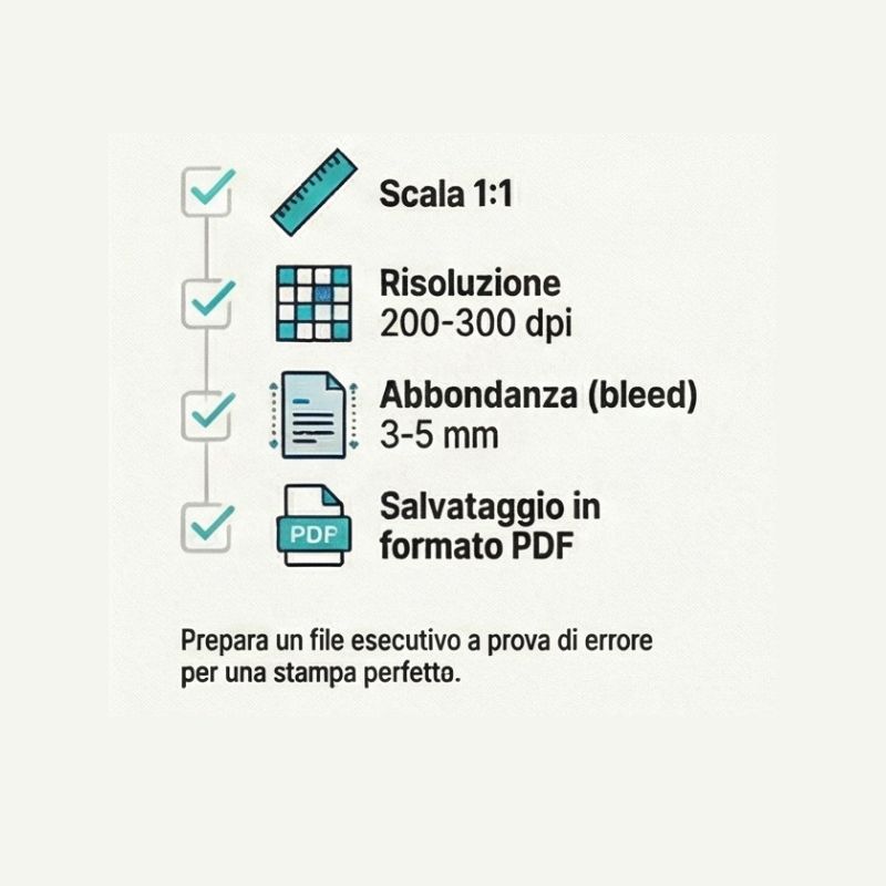 istruzioni per salvare il file di stampa per i totem personalizzati