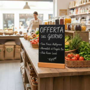 Lavagna nera con base in legno