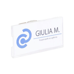 Targhetta porta nome in plexiglass con aggancio a molla