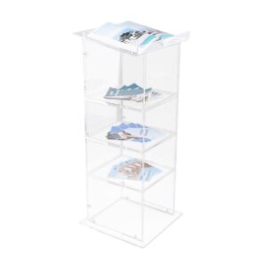 Podio plexiglass con reggilibro A3 e ripiani porta oggetti