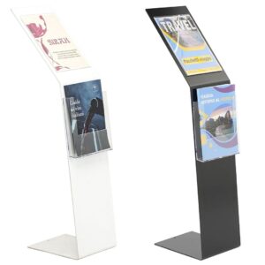 Leggio in metallo per avvisi e depliant in plexiglass