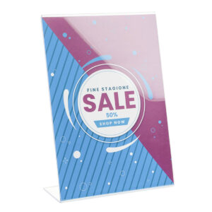 Porta avvisi in plexiglass monofacciale con base a L