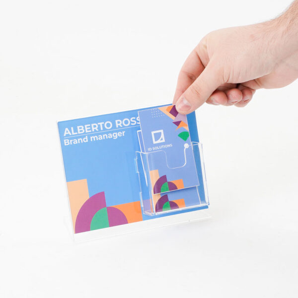 porta avvisi da banco con porta biglietti da visita