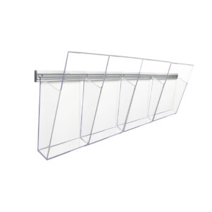 Portadepliant con guida e tasche 1/3 A4 in plexiglass