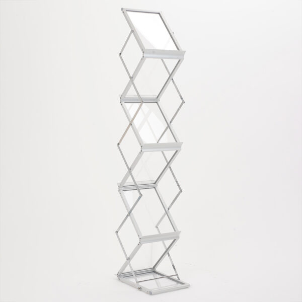 ZIGZAG001-espositore-da-terra-alluminio-e-plexiglass-piegevole