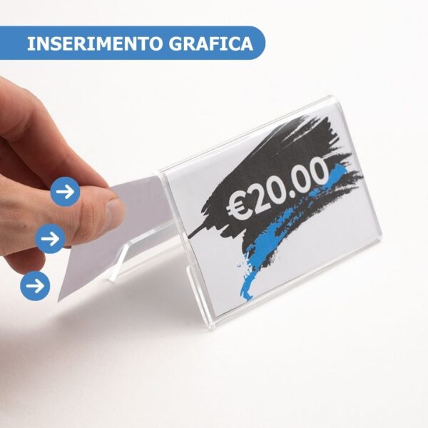 come inserire i fogli nel porta prezzi bifacciale