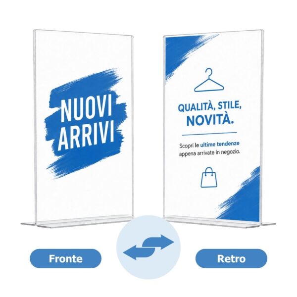 porta avvisi da tavolo bifacciale