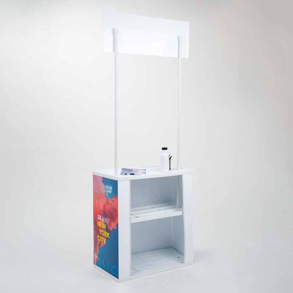 struttura banchetto promozionale economico con crowner personalizzato vista posteriore