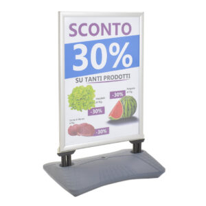 Cavalletto pubblicitario porta poster con base zavorrabile