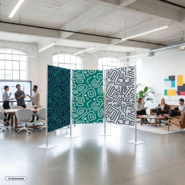 pannelli divisori concatenati con grafica personalizzata a pattern