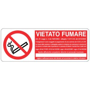 Cartello in alluminio "Vietato fumare con norma"