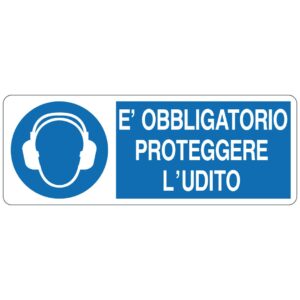 Cartello in alluminio "È obbligatorio proteggere l'udito"