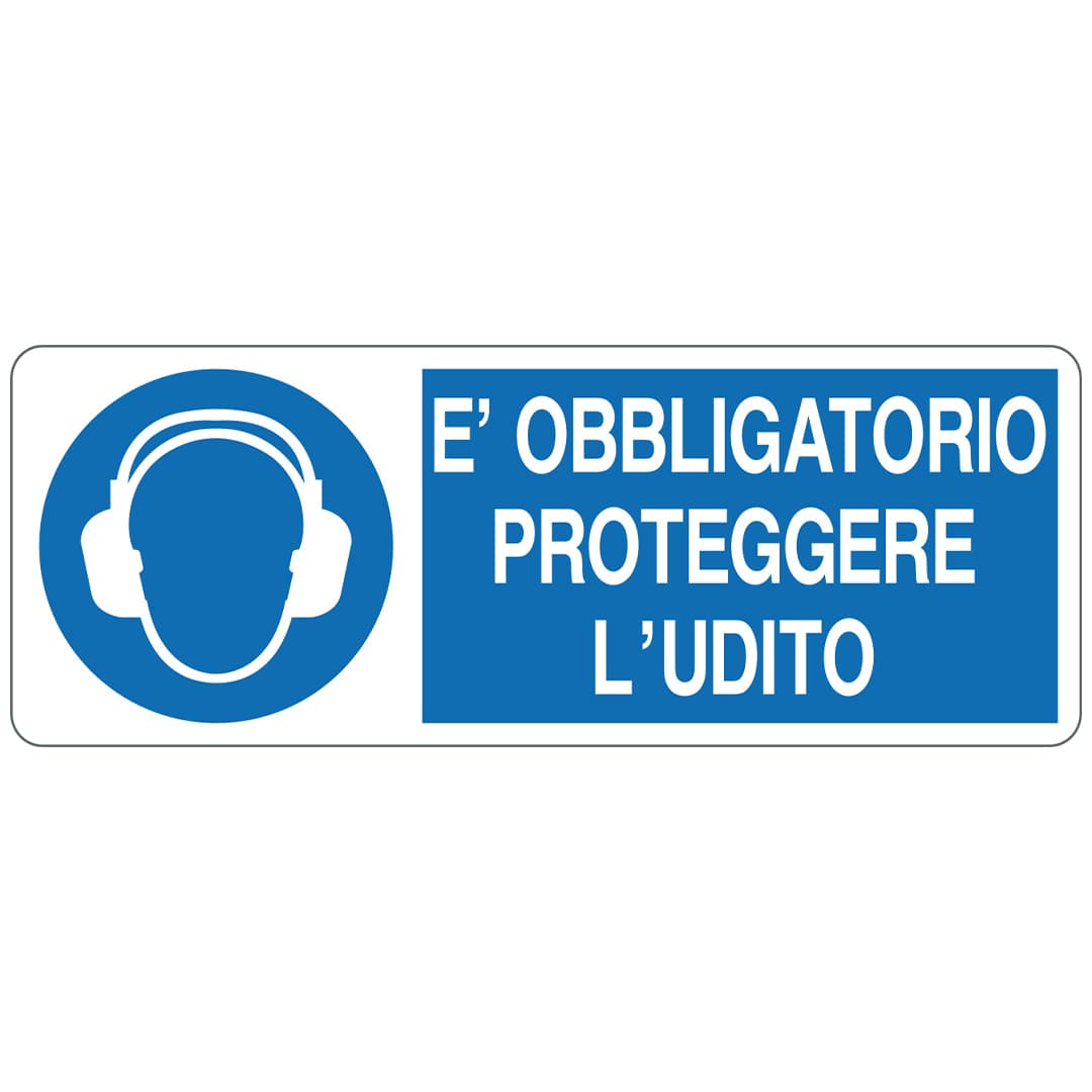Cartello in alluminio E' obbligatorio proteggere l'udito