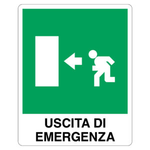 Cartello in alluminio "Uscita di emergenza sinistra"