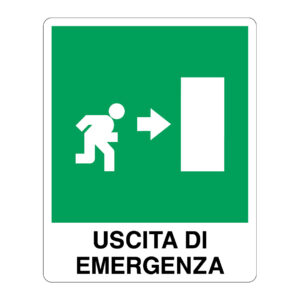 Cartello in alluminio "Uscita di emergenza destra"