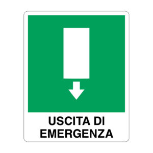 Cartello in alluminio "Uscita di emergenza basso"