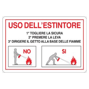 Cartello in alluminio "Uso dell'estintore "