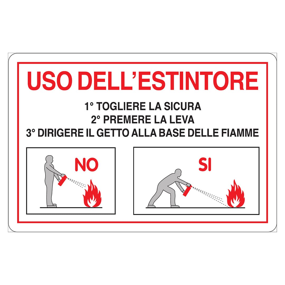 Cartello in alluminio Istruzioni Uso dell'estintore