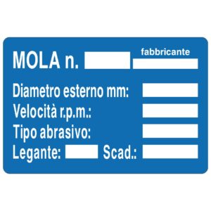 Cartello "Numero di Mola, Fabbricante e Dimensioni"