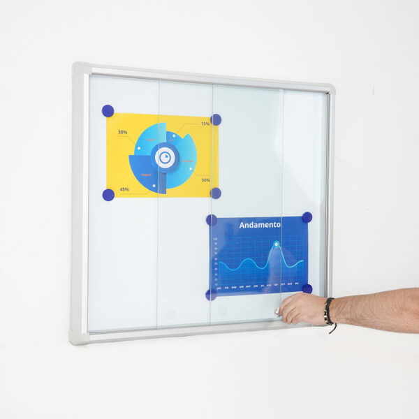 bacheca magnetica con ante scorrevoli