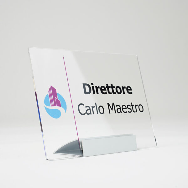 distanziale da banco per targhe in plexiglass