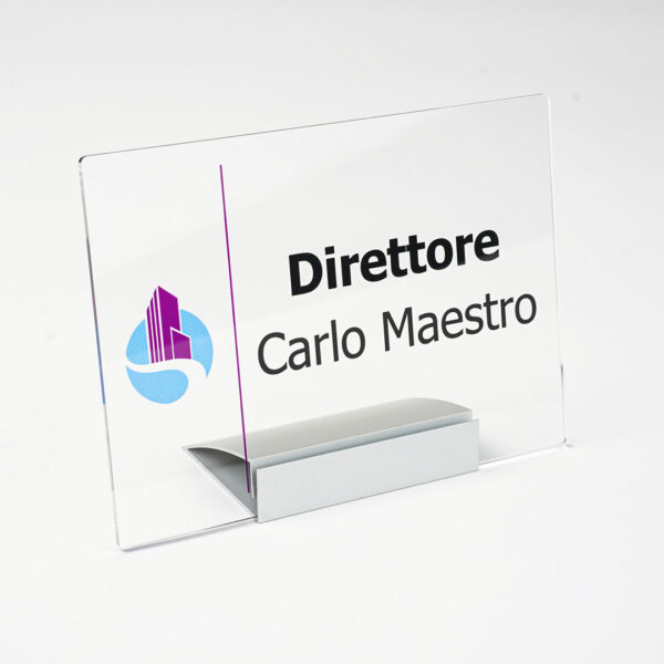 distanziale da banco per targhe in plexiglass