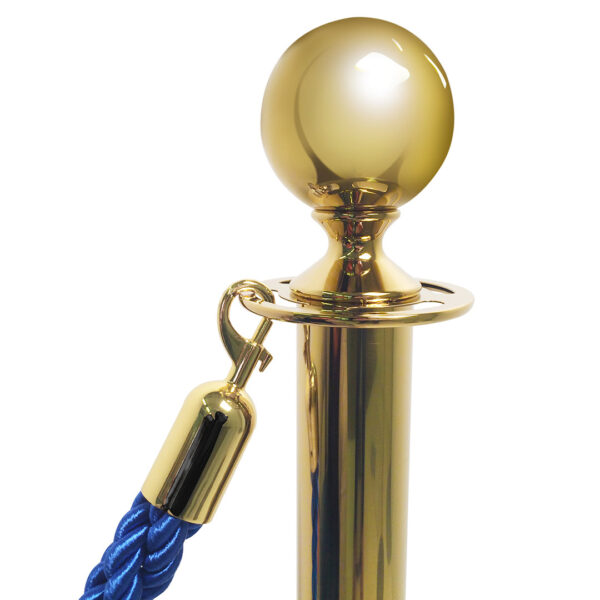 moschettone finitura gold con cordone blu per colonnina segnapercorso