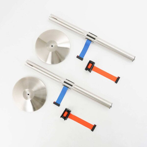 kit componenti colonnine segnapercorso con doppio nastro retrattile e autofrenante